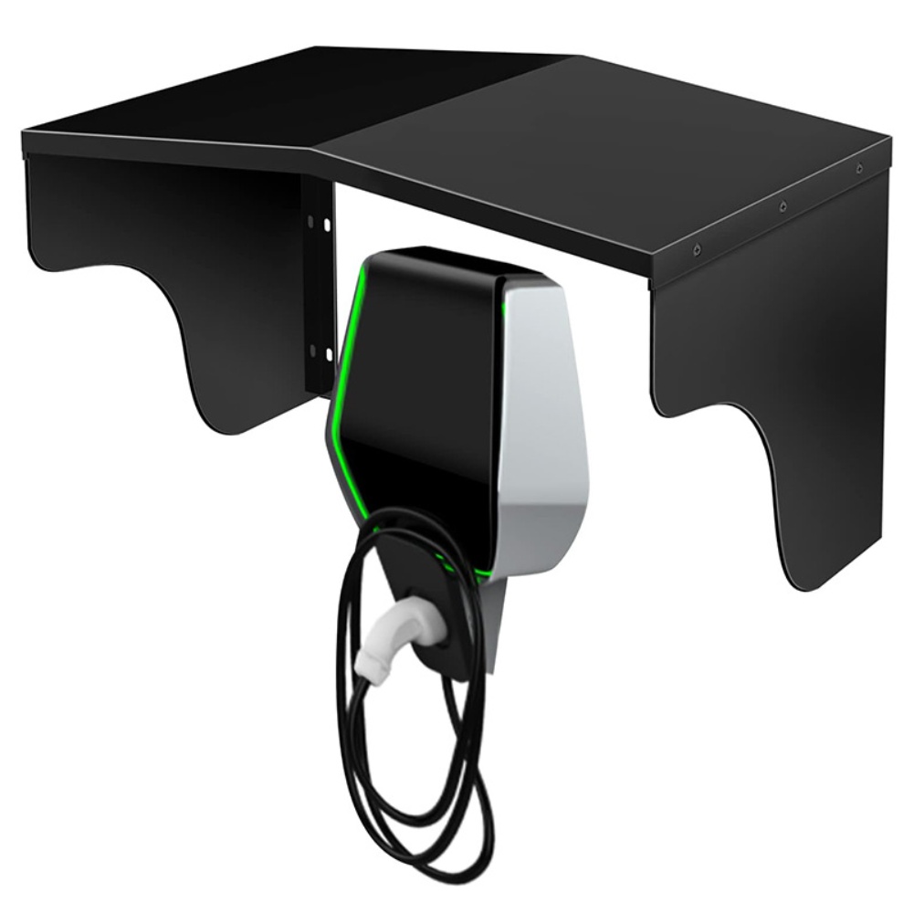 Wallbox Ev - /อะลูมิเนียม /หลังคา /ฝาครอบ สำหรับสถานีชาร์จรถยนต์ไฟฟ้า กล่องกันฝนกันแดดแบบติดผนัง สีดำ