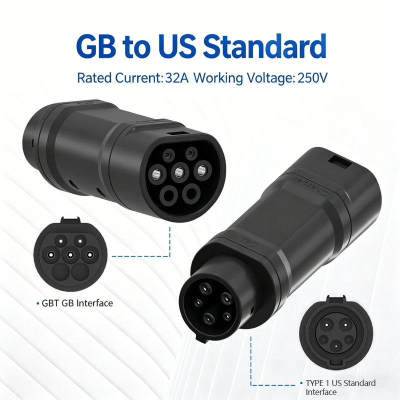 Ev Charger Adapter - อะแดปเตอร์แปลงไฟสำหรับชาร์จเจอร์ ปลั๊กใหม่ GB/T เป็นมาตรฐาน US AC250V/480V