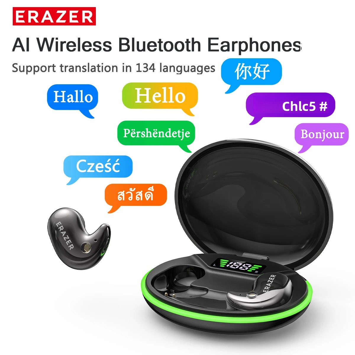 Type 2 Charger - หูฟังบลูทูธแบบอินเอียร์ EARZER XF58 พร้อมไมโครโฟน หูฟังแปลภาษา TWS