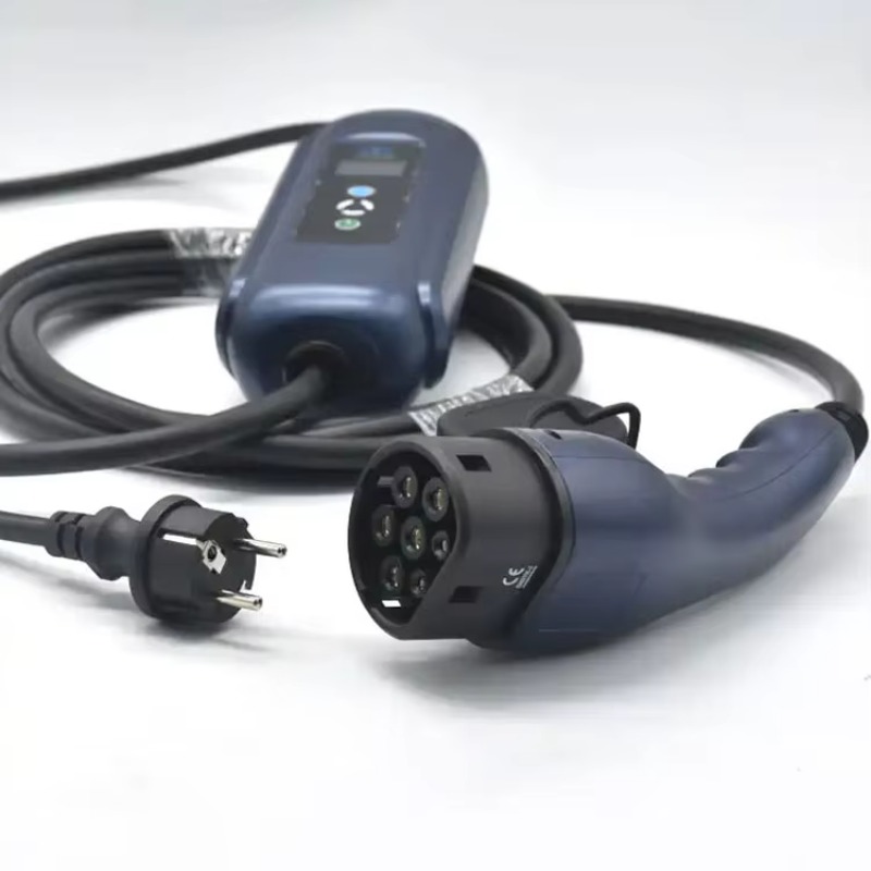 Portable Ev Charger - กล่องควบคุมรถยนต์ไฟฟ้าแบบพกพา สีน้ำเงิน เฟสเดียว 16A หัวต่อแบบที่ 2