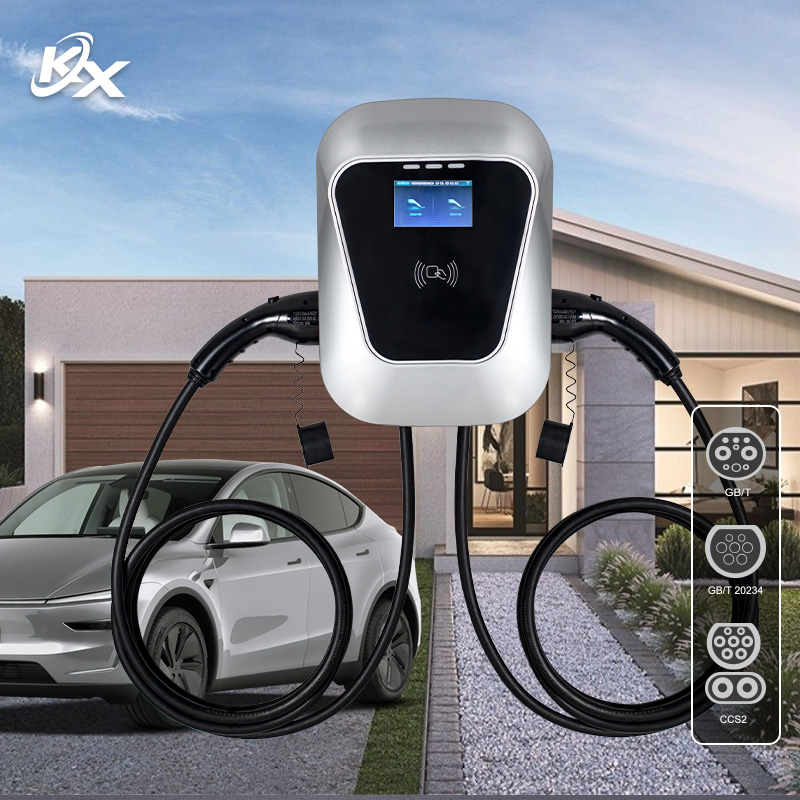 Type 2 Charger - เครื่องชาร์จรถยนต์ไฟฟ้าแบบติดผนังคู่ 14kW รองรับ Type1 Type2 GB/T