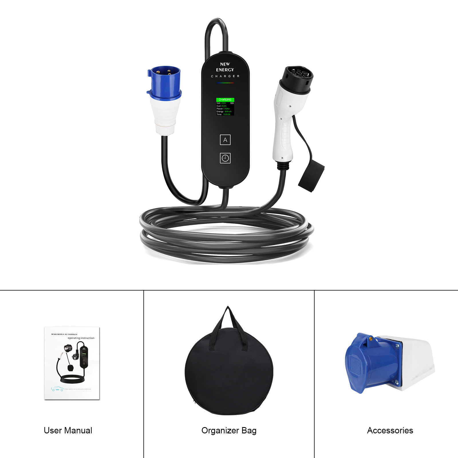 ปลั๊ก EU/UK CEE 32A/16A สถานีช - Portable Ev Charger 32A Type 2 Cee Plug บทวิจารณ์และราคา